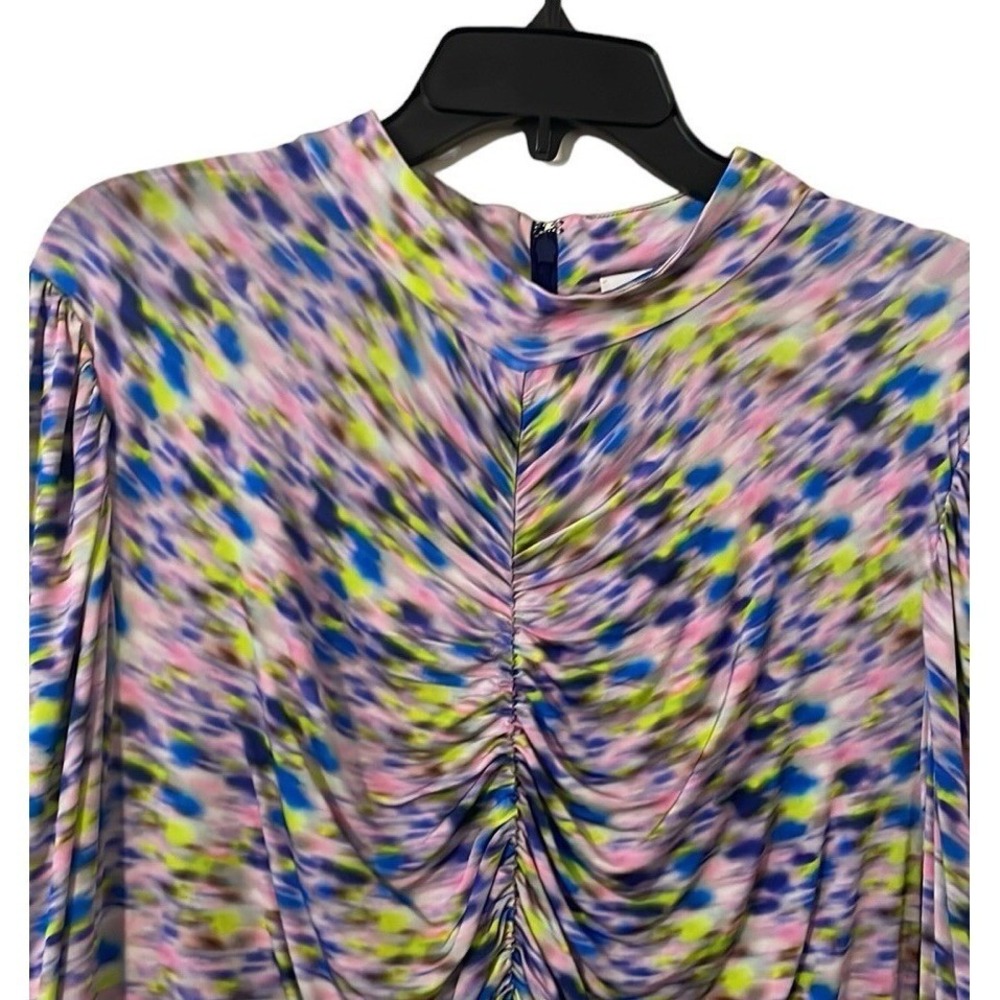 Tanya Taylor Women's Purple Multicolor Zoe Dress Rushed Sleeve/Center Size 3x View 4